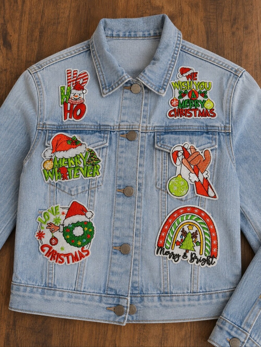 Christmas Holiday Santa Iron On Patch Set Of 6 Retro Iron-on Patches